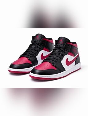 Size 11 - Air Jordan 1 Mid Noble Red/Magenta,Black And white.